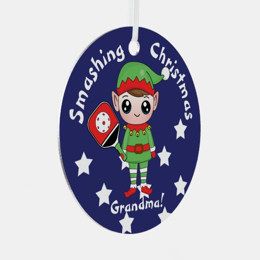 Pickleball-kerstelf, Metaal Ornament (Voorkant Rechts)