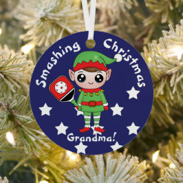 Pickleball-kerstelf, Metaal Ornament