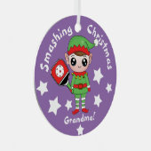 Pickleball-kerstelf, Metaal Ornament (Voorkant Rechts)