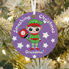 Pickleball-kerstelf, Metaal Ornament