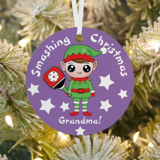 Pickleball-kerstelf, Metaal Ornament (Insitu)