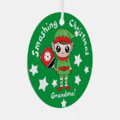 Pickleball-kerstelf, Metaal Ornament (Voorkant Rechts)