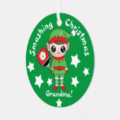 Pickleball-kerstelf, Metaal Ornament (Voorkant links)