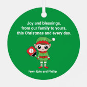 Pickleball-kerstelf, Metaal Ornament (Achterkant)