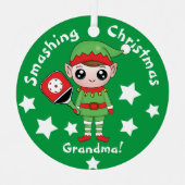 Pickleball-kerstelf, Metaal Ornament (Voorkant)