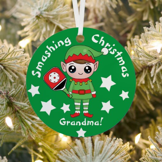 Pickleball-kerstelf, Metaal Ornament (Insitu)