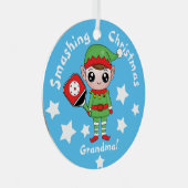 Pickleball-kerstelf, Metaal Ornament (Voorkant Rechts)