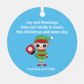 Pickleball-kerstelf, Metaal Ornament (Achterkant)