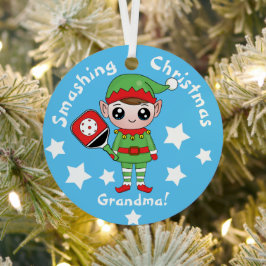 Pickleball-kerstelf, Metaal Ornament