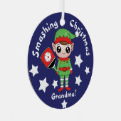 Pickleball-kerstelf, Metaal Ornament (Voorkant Rechts)