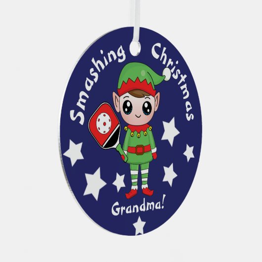 Pickleball-kerstelf, Metaal Ornament (Voorkant Rechts)