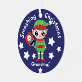 Pickleball-kerstelf, Metaal Ornament (Voorkant links)