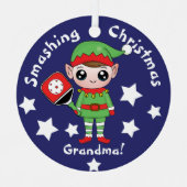 Pickleball-kerstelf, Metaal Ornament (Voorkant)