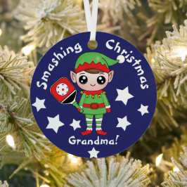Pickleball-kerstelf, Metaal Ornament