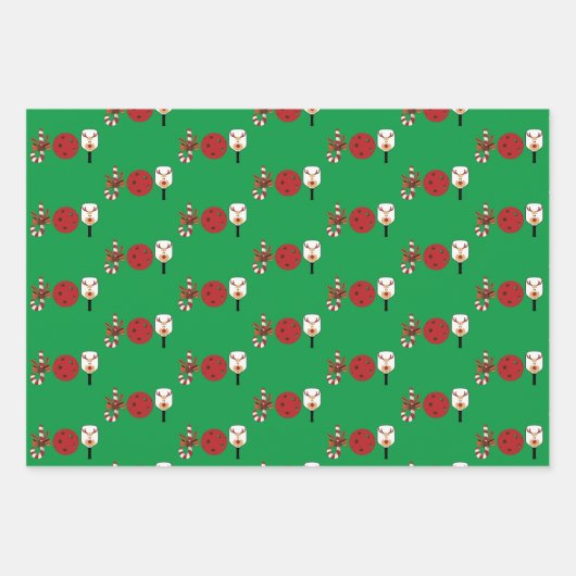 Pickleball-kerstfeest, Candy Cane, Reindeer Inpakpapier Vel (Voorkant)