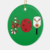 Pickleball-kerstfeest, Candy Cane, Reindeer Keramisch Ornament (Links)