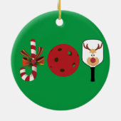Pickleball-kerstfeest, Candy Cane, Reindeer Keramisch Ornament (Achterkant)