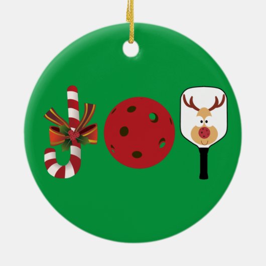 Pickleball-kerstfeest, Candy Cane, Reindeer Keramisch Ornament (Achterkant)