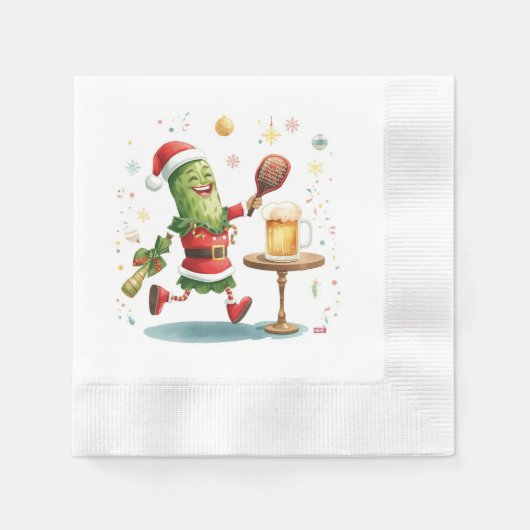 Pickleball kerstfeest met bier servet (Voorkant)