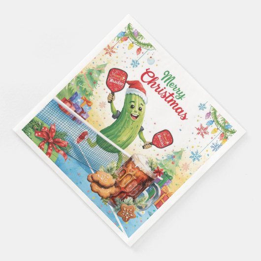 Pickleball kerstfeest met bier servet (Hoek)