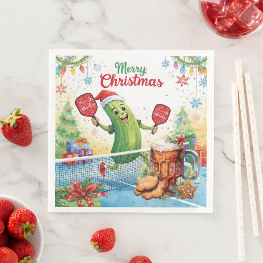 Pickleball kerstfeest met bier servet (Insitu)