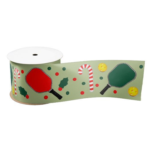 Pickleball Kerstfeestdag cadeaus satin Ribbon Satijnen Lint (Spoel)