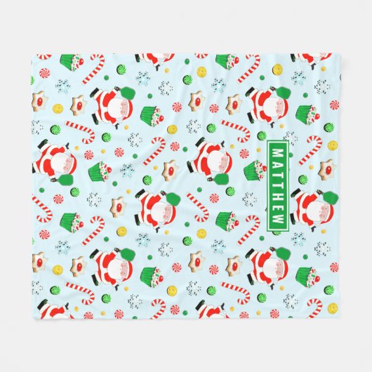 Pickleball Kerstfeestdag Fleece Deken (Voorkant (Horizontaal))