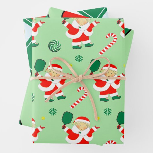 Pickleball-kerstfeestdag Gift Wrapping Paper (In situ)