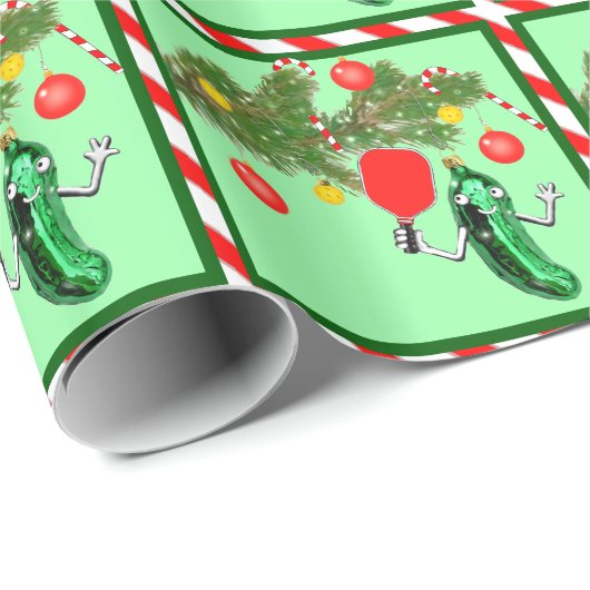 Pickleball-kerstfeestdag Gift Wrapping Paper Cadeaupapier (Rol Hoek)