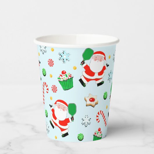 Pickleball Kerstfeestdag Papieren Bekers (Links)