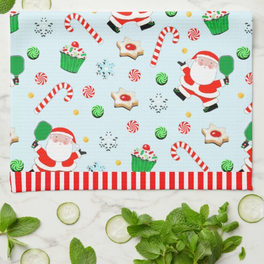 Pickleball Kerstfeestdag Theedoek (Gevouwen)