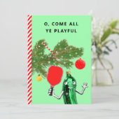 Pickleball-kerstfeestkaarten (Staand voorkant)