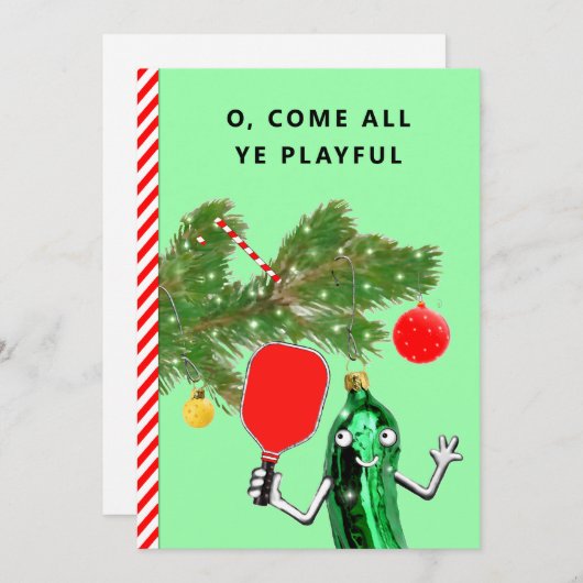 Pickleball-kerstfeestkaarten (Voorkant / Achterkant)
