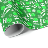 Pickleball-kerstgroen wit Ho Ho Snow Cadeaupapier (Rol Hoek)