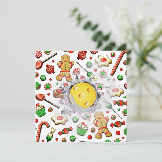 Pickleball-kerstkaarten (Staand voorkant)