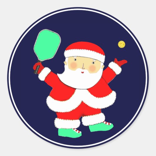 Pickleball Kerstklassieker Ronde Sticker (Voorkant)