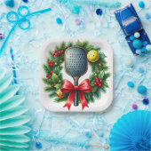 Pickleball Kerstkrans  Papieren Bordje (Feest)