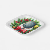 Pickleball Kerstkrans  Papieren Bordje (Gebogen)