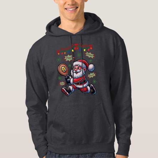 Pickleball Kerstman Kerstmis Hoodie (Voorkant)