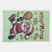 Pickleball Kerstman Kerstmis Theedoek (Horizontaal)