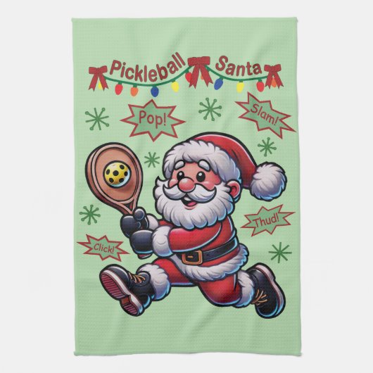 Pickleball Kerstman Kerstmis Theedoek (Verticaal)