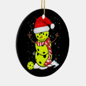 Pickleball-kerstman met Pet van Santa Keramisch Ornament (Rechts)