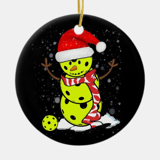 Pickleball-kerstman met Pet van Santa Keramisch Ornament (Voorkant)