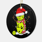 Pickleball-kerstman met Pet van Santa Keramisch Ornament (Links)