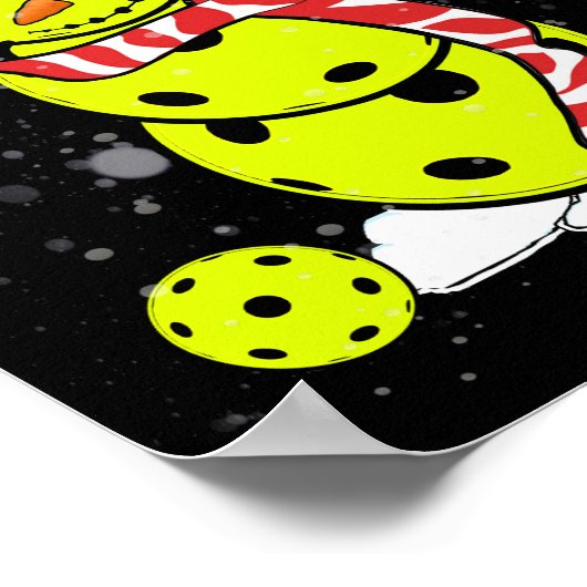 Pickleball-kerstman met Pet van Santa Poster (Hoek)