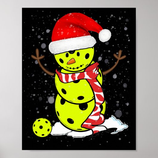 Pickleball-kerstman met Pet van Santa Poster (Voorkant)