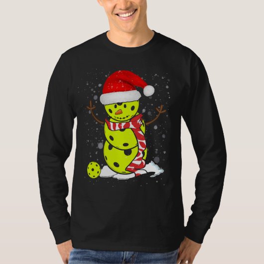 Pickleball-kerstman met Pet van Santa T-shirt (Voorkant)