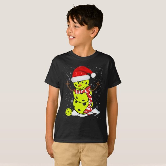 Pickleball-kerstman met Pet van Santa T-shirt (Voorkant volledig)