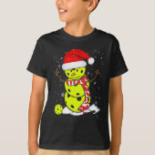 Pickleball-kerstman met Pet van Santa T-shirt (Voorkant)
