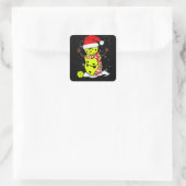 Pickleball-kerstman met Pet van Santa Vierkante Sticker (Tas)